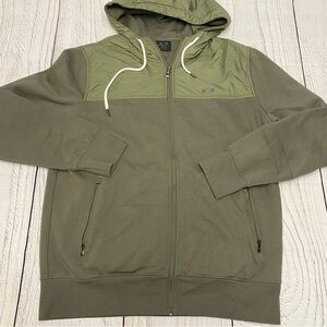 Oakley Olive Green Men's Zip-Up Hooded Sweater Medium